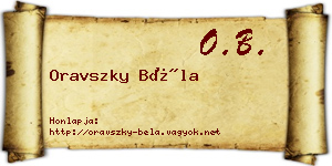 Oravszky Béla névjegykártya